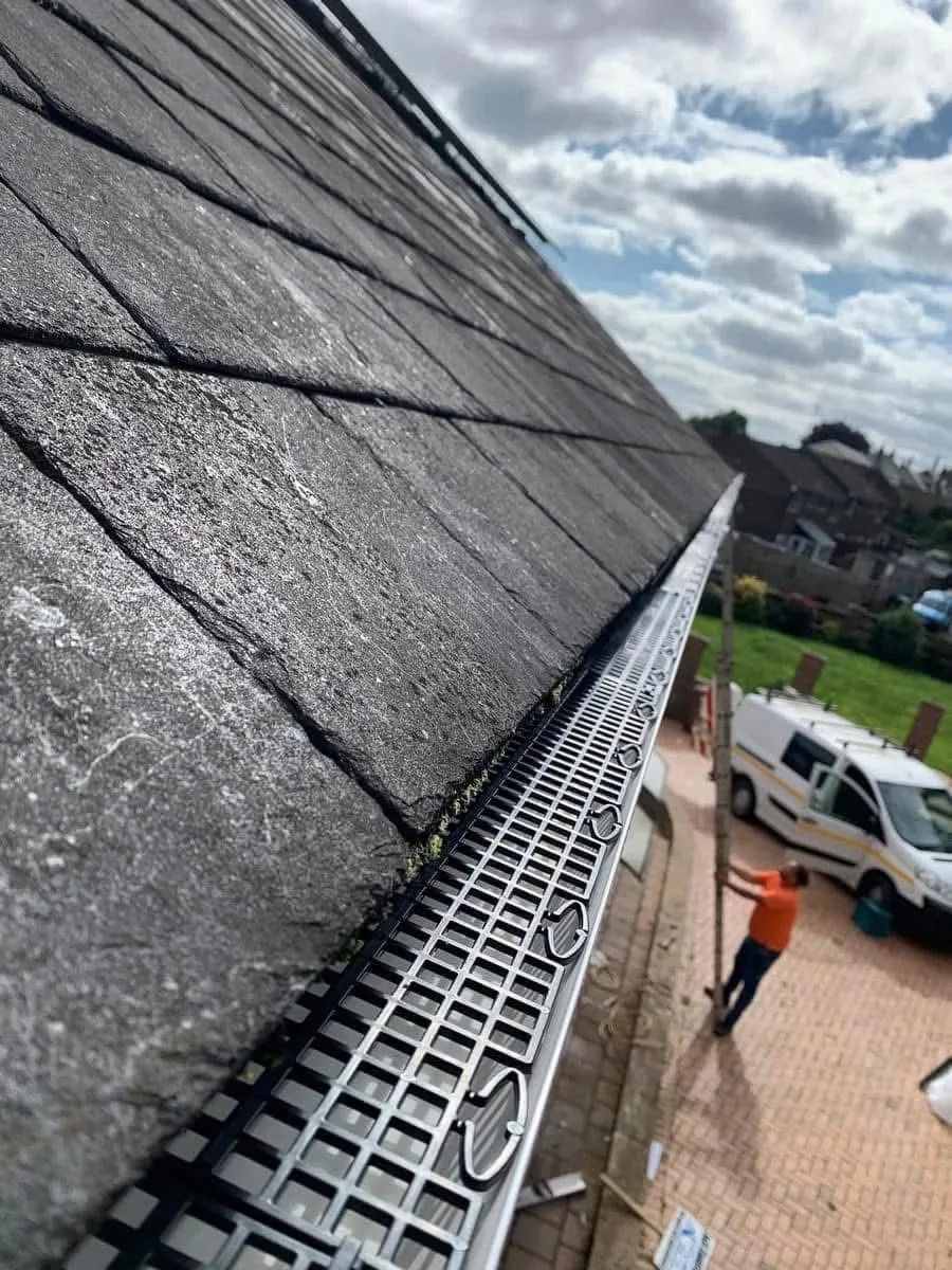 Gutter guard fitted on a slate roof in Fowey