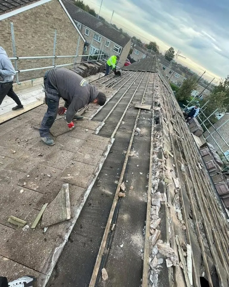 Roof strip and re-felt in progress in Fowey