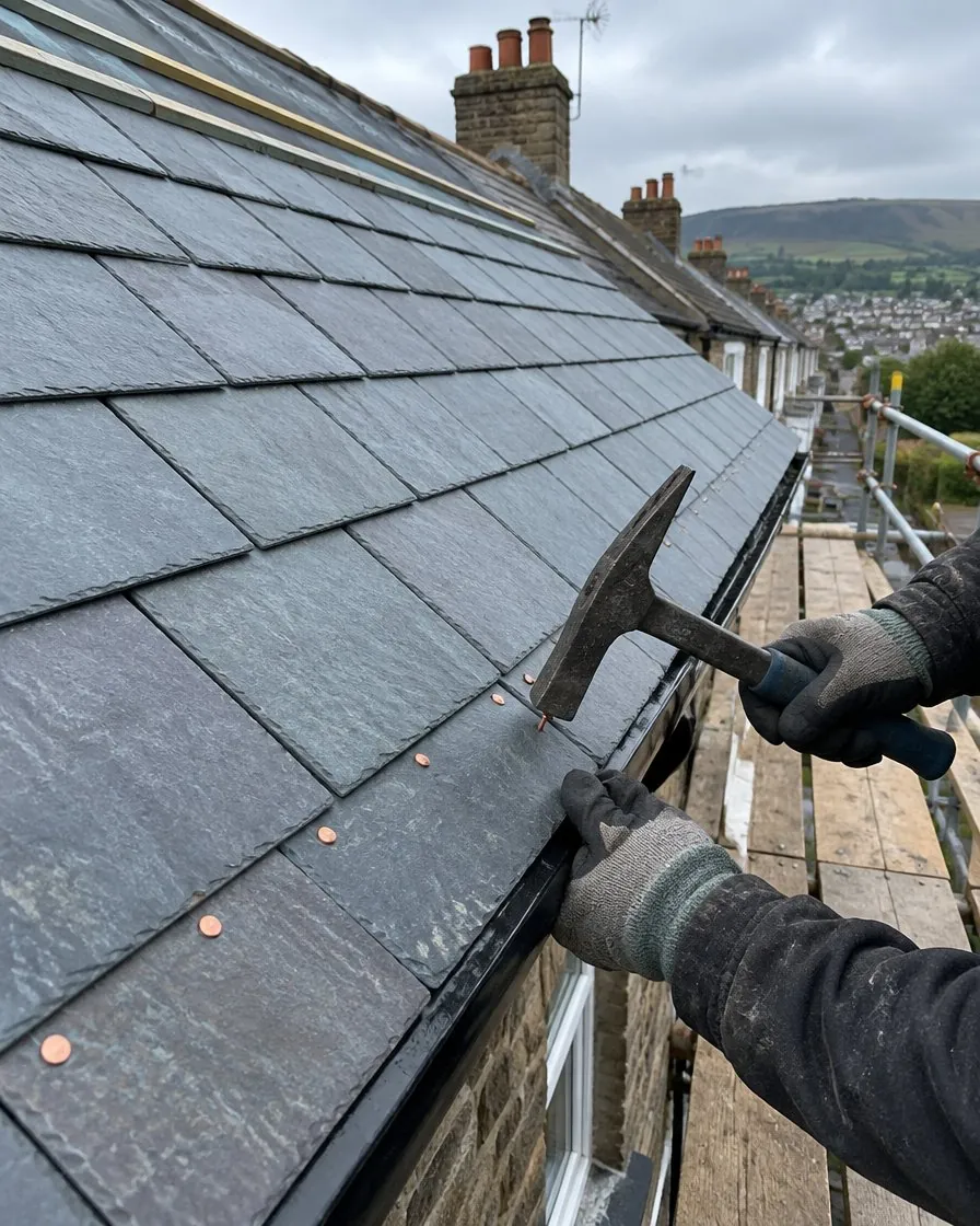 Slate roofing in Fowey